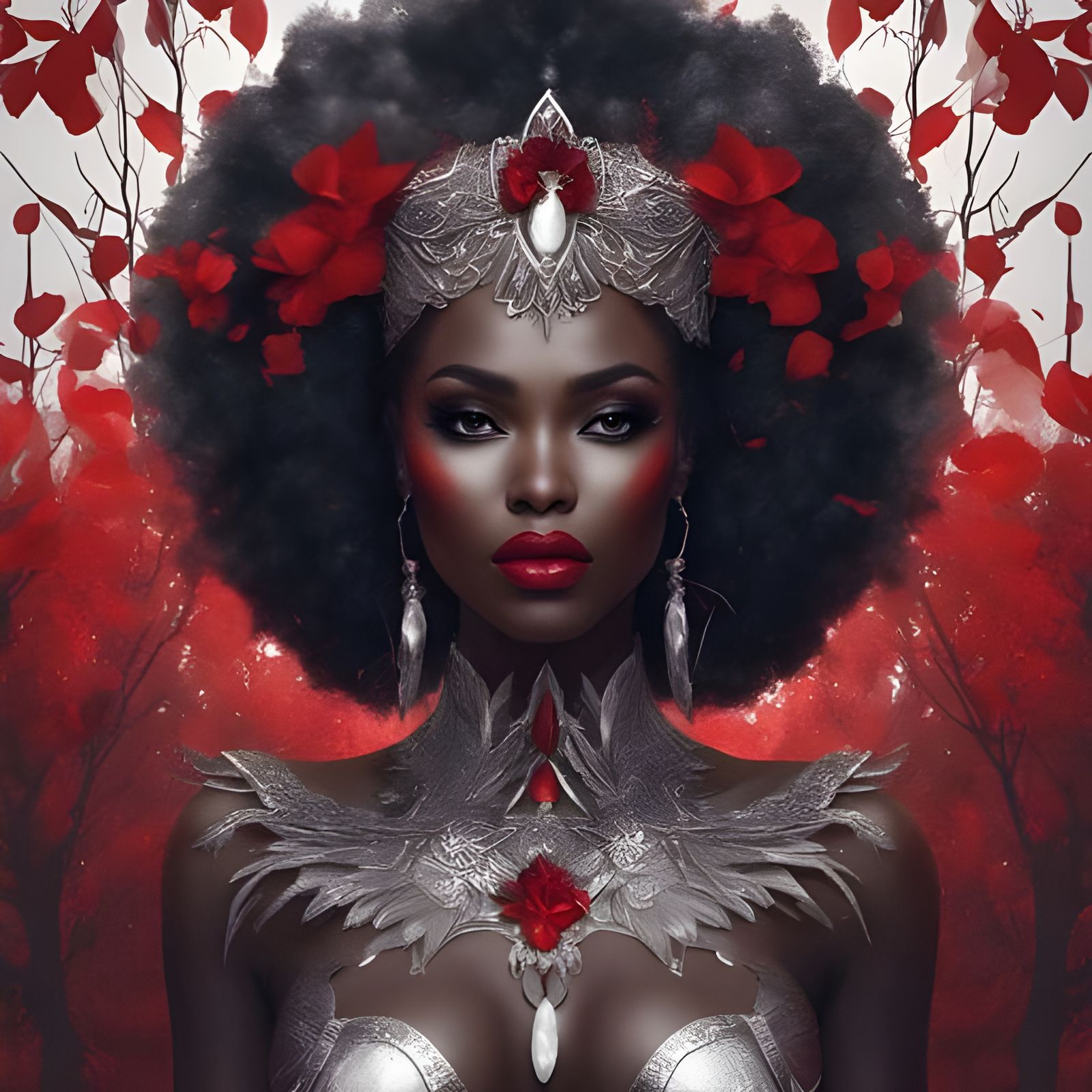 Beautiful African Leather Mistress in Magic Forest