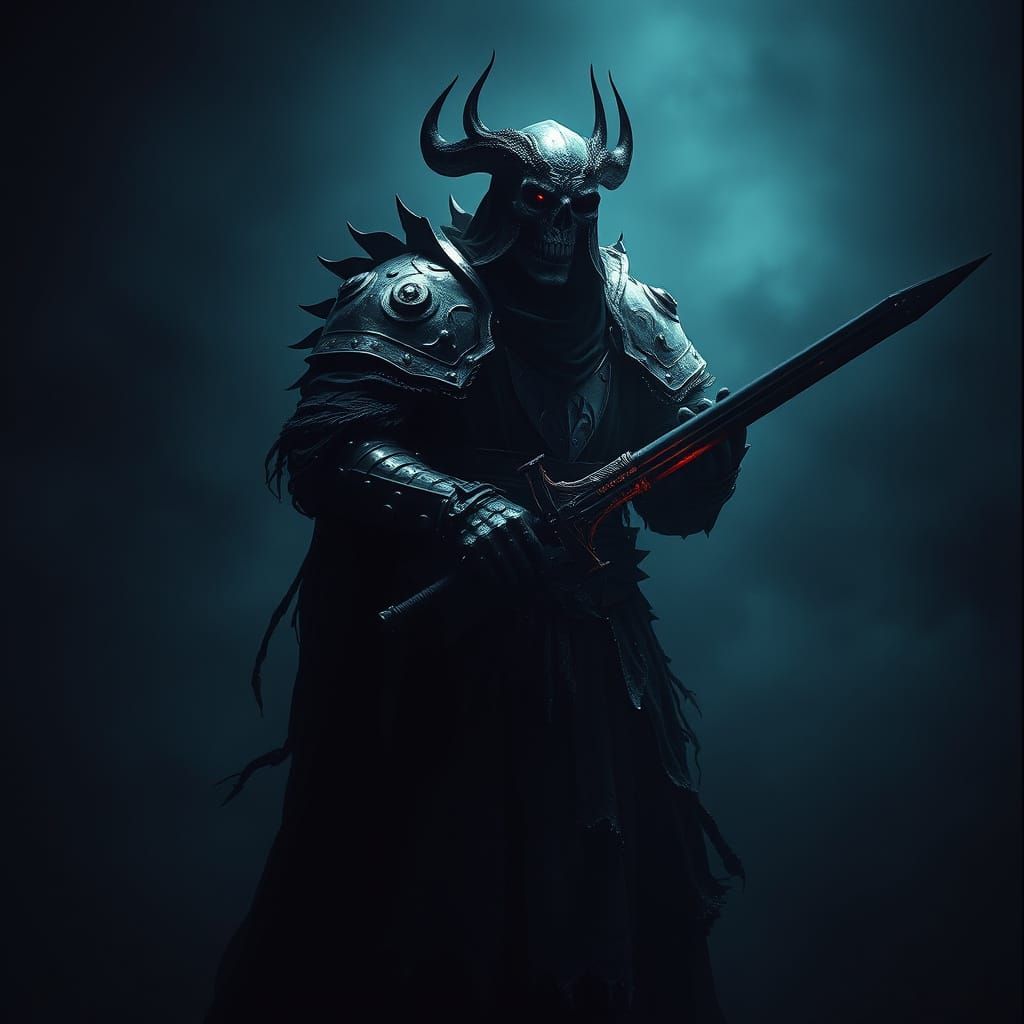 Undead Wight in Shadowy Plate Armor, Cinematic Film Still