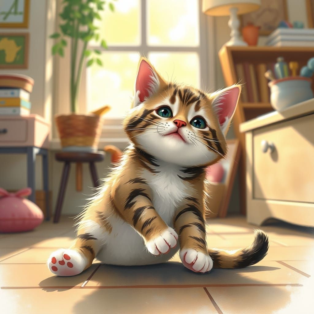 Adorable Kitten Faith in Sunny Room