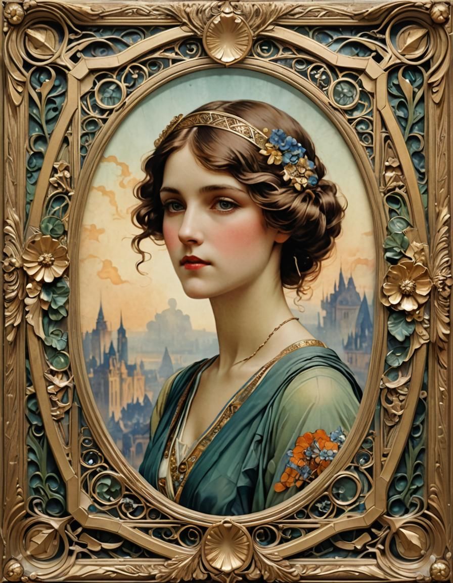 Art Deco Frame in 1890s London Style