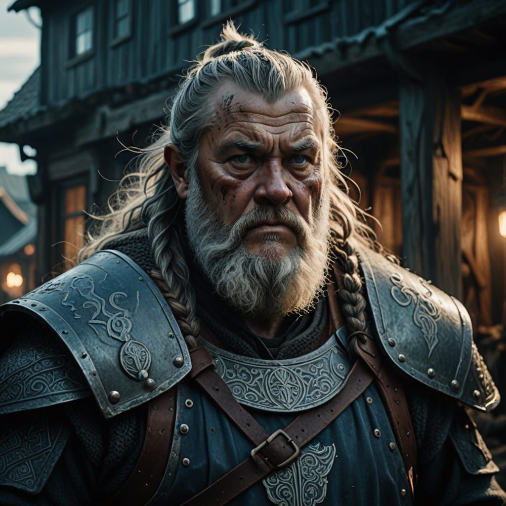 Hyperrealistic Viking Warrior in Dramatic Lighting