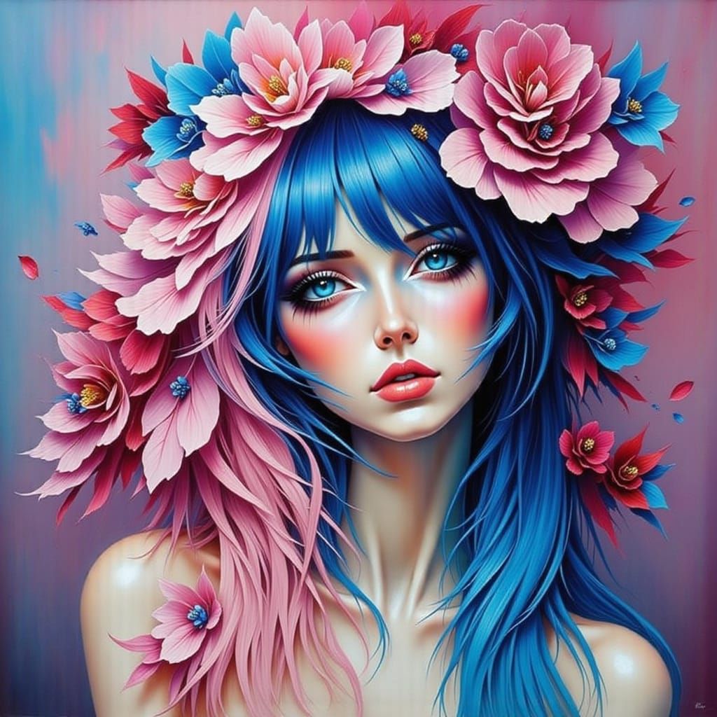 Ethereal Pink and Blue Cyberpunk Landscape