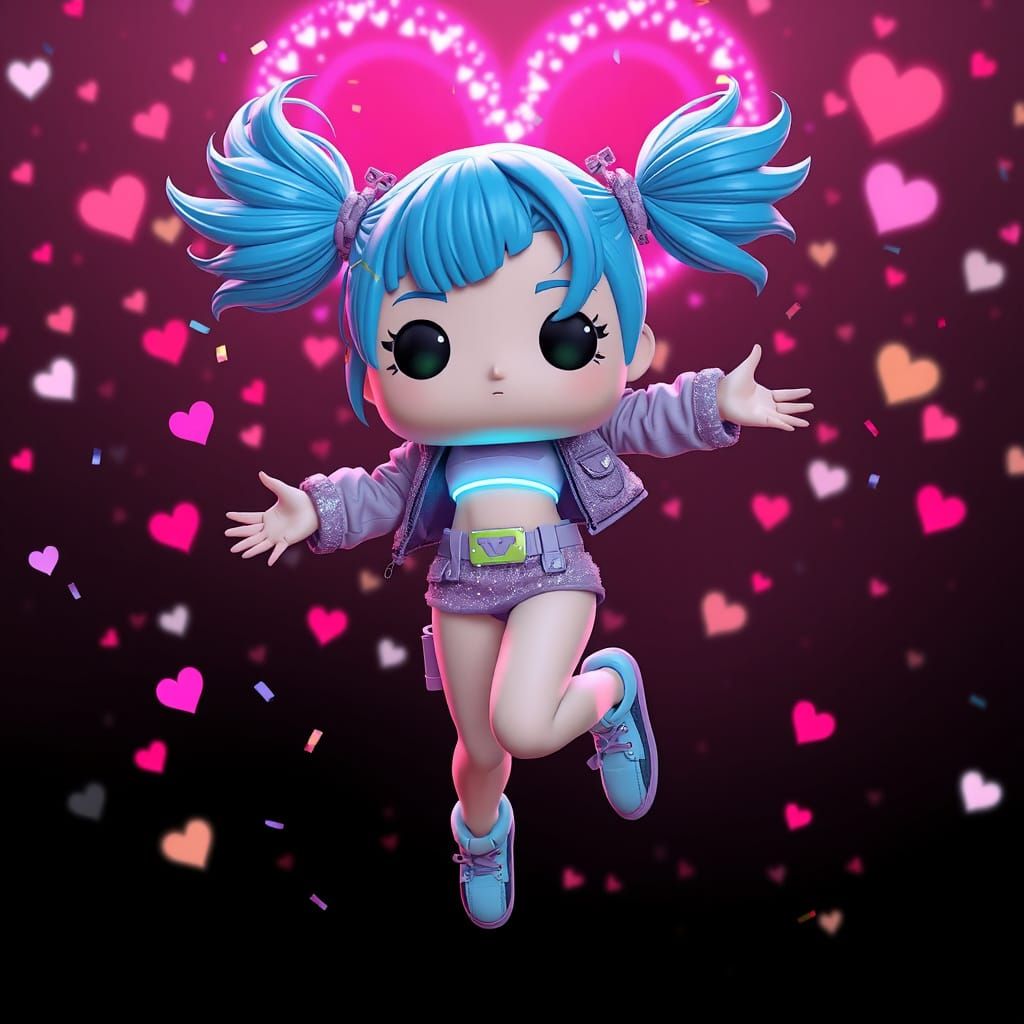 Funko Pop Girl Confetti Jump in Anime Style