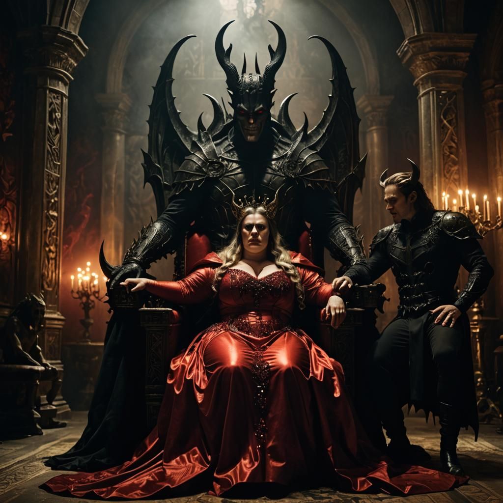 Gothic Surrealism: Woman and Devil in Castle