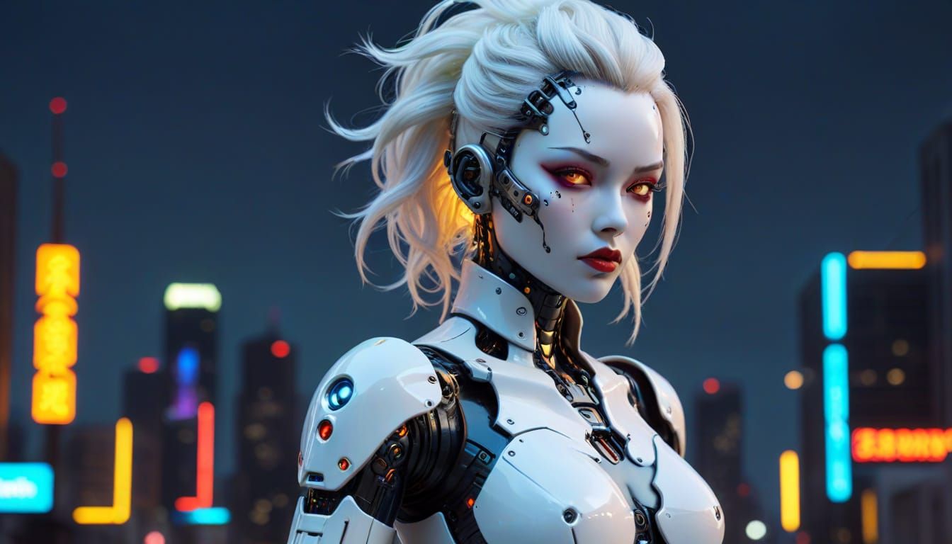 Cyberpunk Android Pinup in Gothic Style