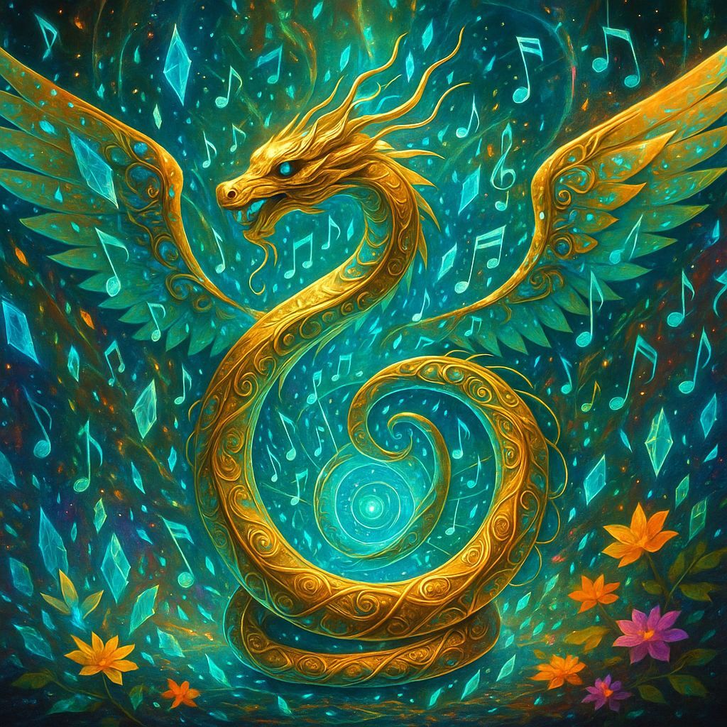 Bioluminescent Serpent Coils Around Quantum Portal