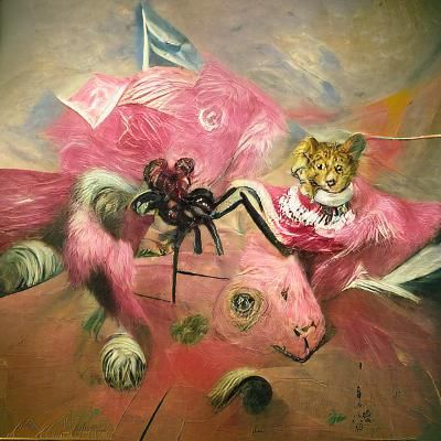 Pink Lion Rides Spider, Otto Dix Style