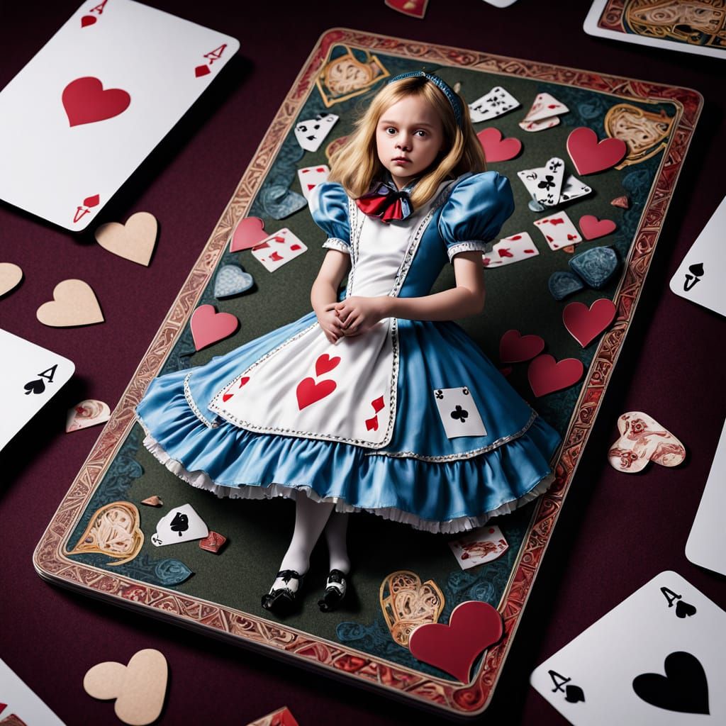 Alice in Wonderland Breaks Through Playing Card