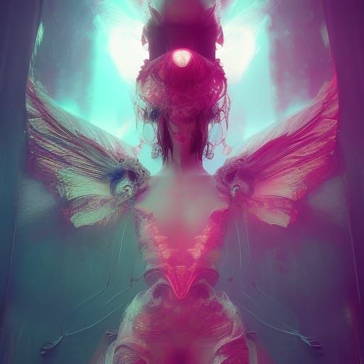 Demonic Fractal Wings in Digital Art Style