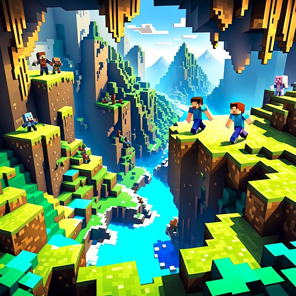 Minecraft Character's Epic Adventure Through Blocky Landscap...