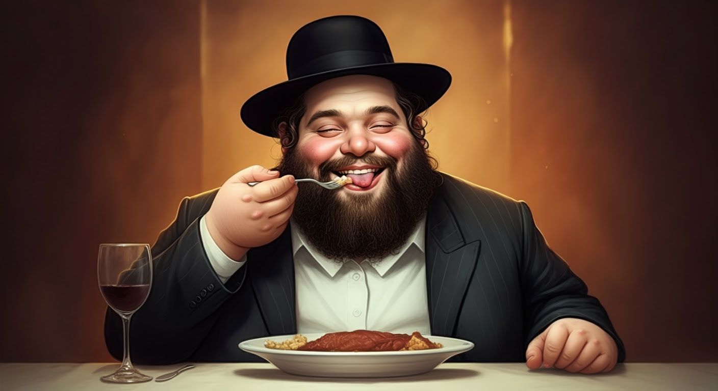 Joyful Man Enjoying Meal in Comic Book Style