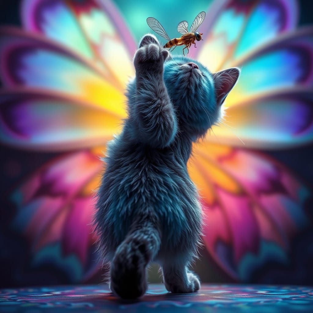 Mystical Kitten Defies Gravity in Dreamlike Pose
