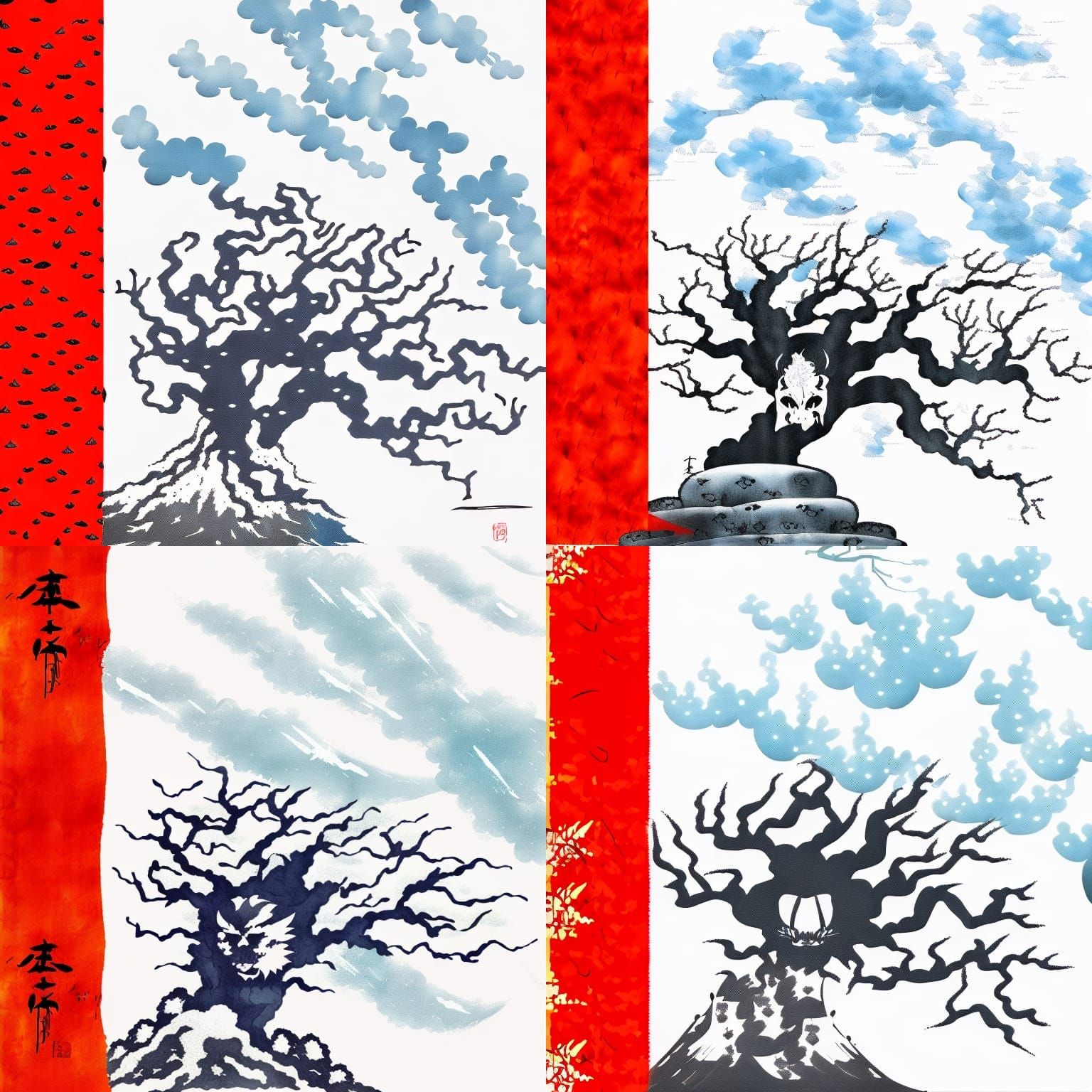 Floating Demon Head in Japanese Art Style