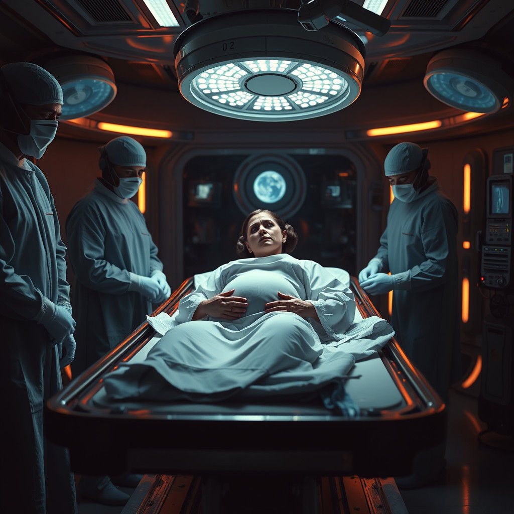 Princess Leia in a High-Tech Medical Bay
