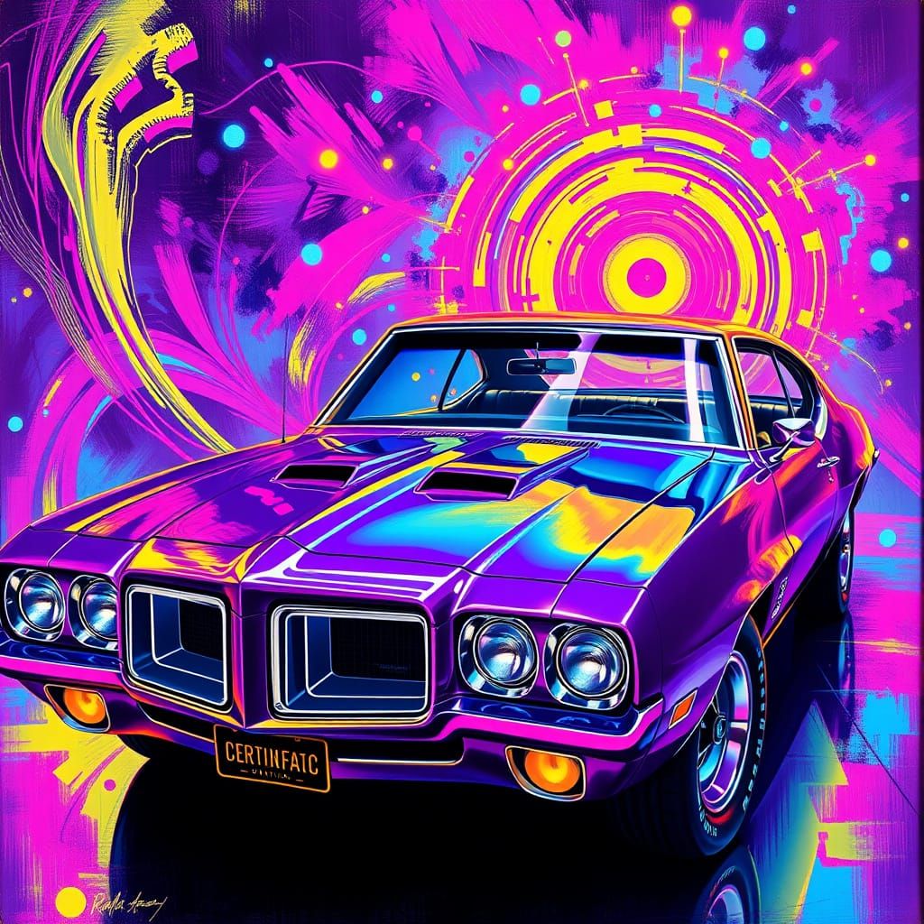 Vibrant 1970 Pontiac LeMans in Psychedelic Dreamscape