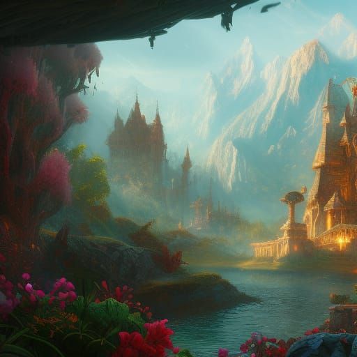 Detailed Matte Painting of Dora in Fantasy Art Style