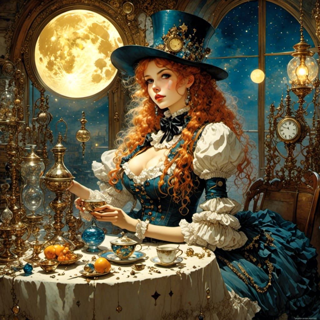 Alice in Steampunk Wonderland, Gothic Van Gogh Style