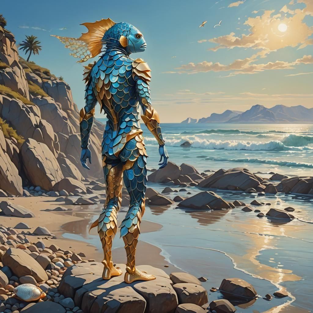 Surreal Hybrid Creature: Fish Legs