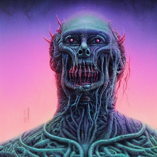 Nightmarish Alien Psychlo in Dark Surrealist Style