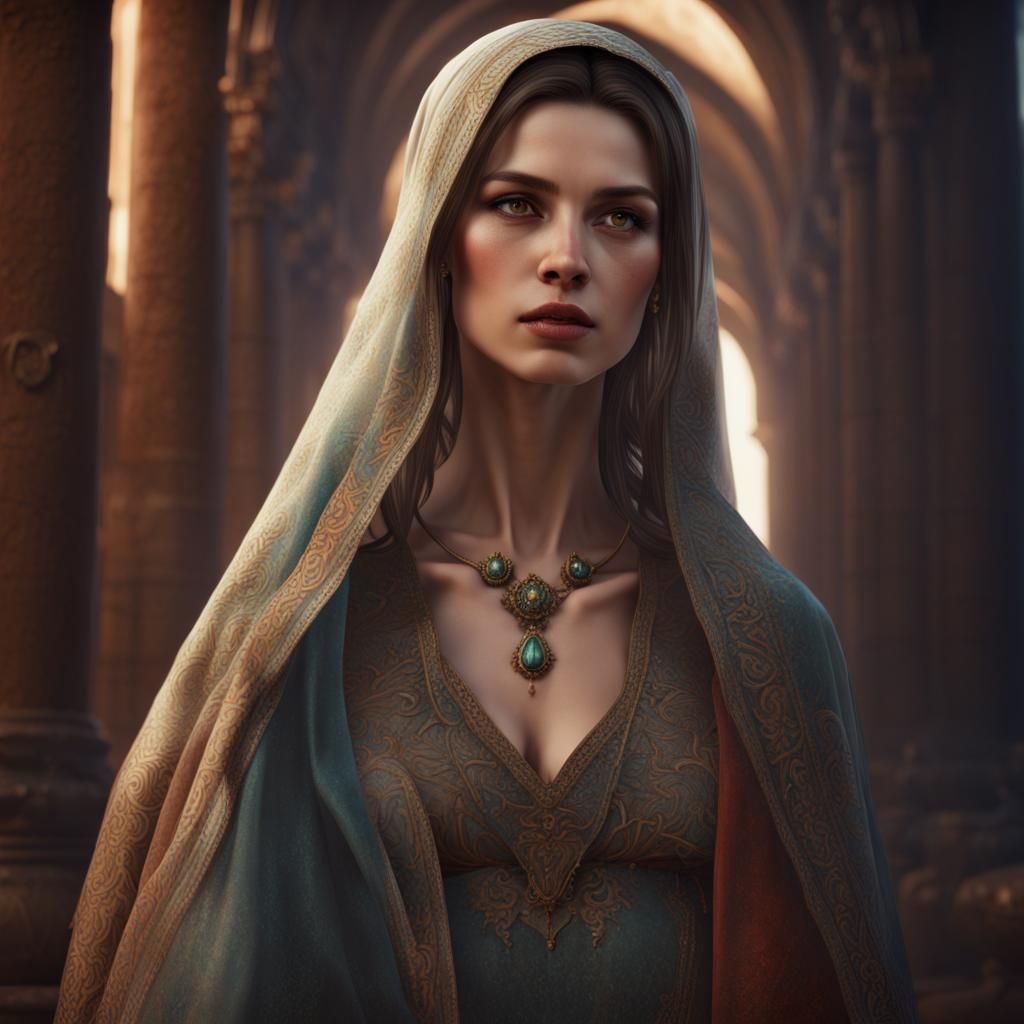 Median Woman Portrait in Fantasy Art Style