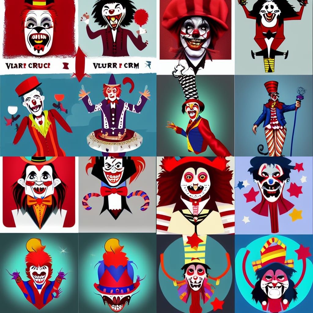 Menacing Circus Clown Vampire Werewolf Hybrid