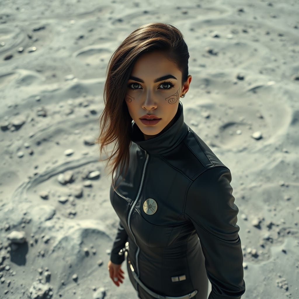 Elegant Lunar Warrior in Hyper-Realistic Cinematic Style