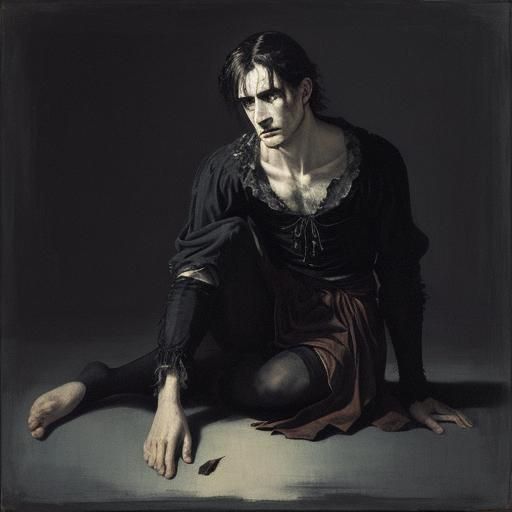 Distressed Figure in Dramatic Lighting