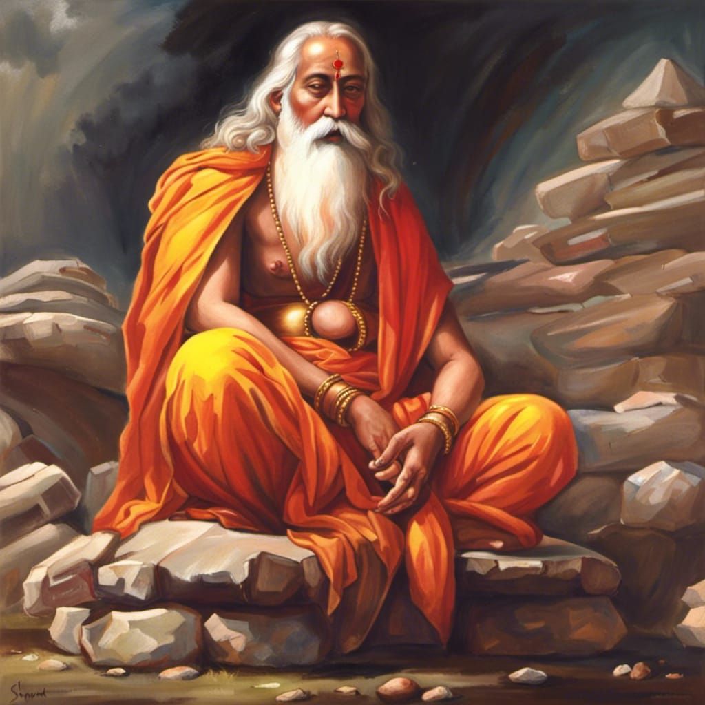 Adi Shankaracharya Meditating in a Galaxy