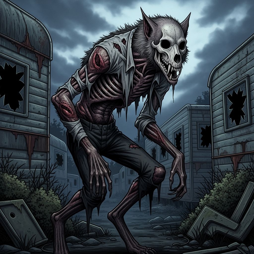Mummified Werewolf in Trailer Park at Twilight
