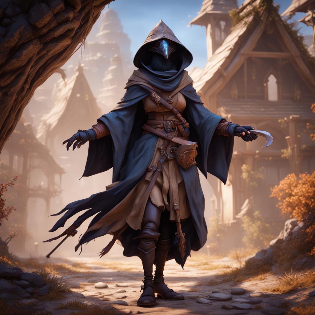 Female Kenku Bard Character Art