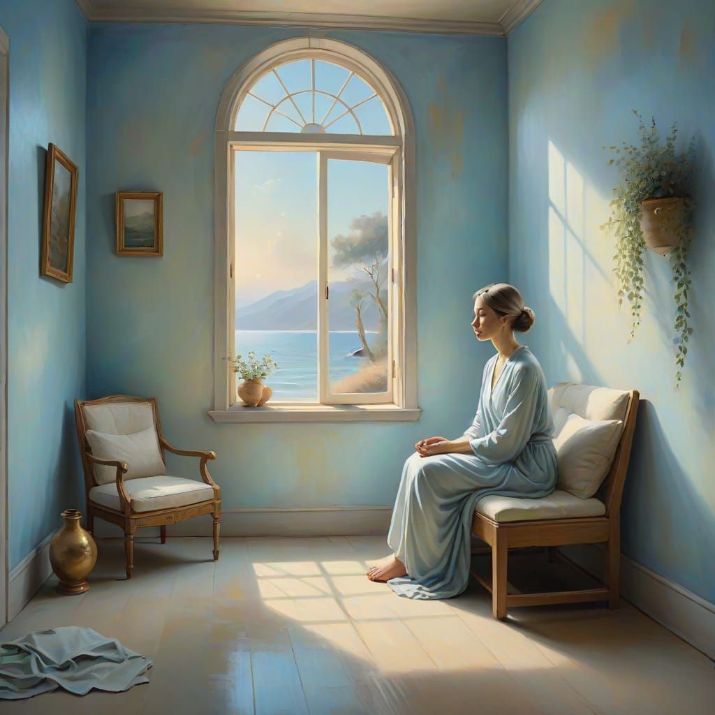 Ethereal Oil Painting of a Serene Room