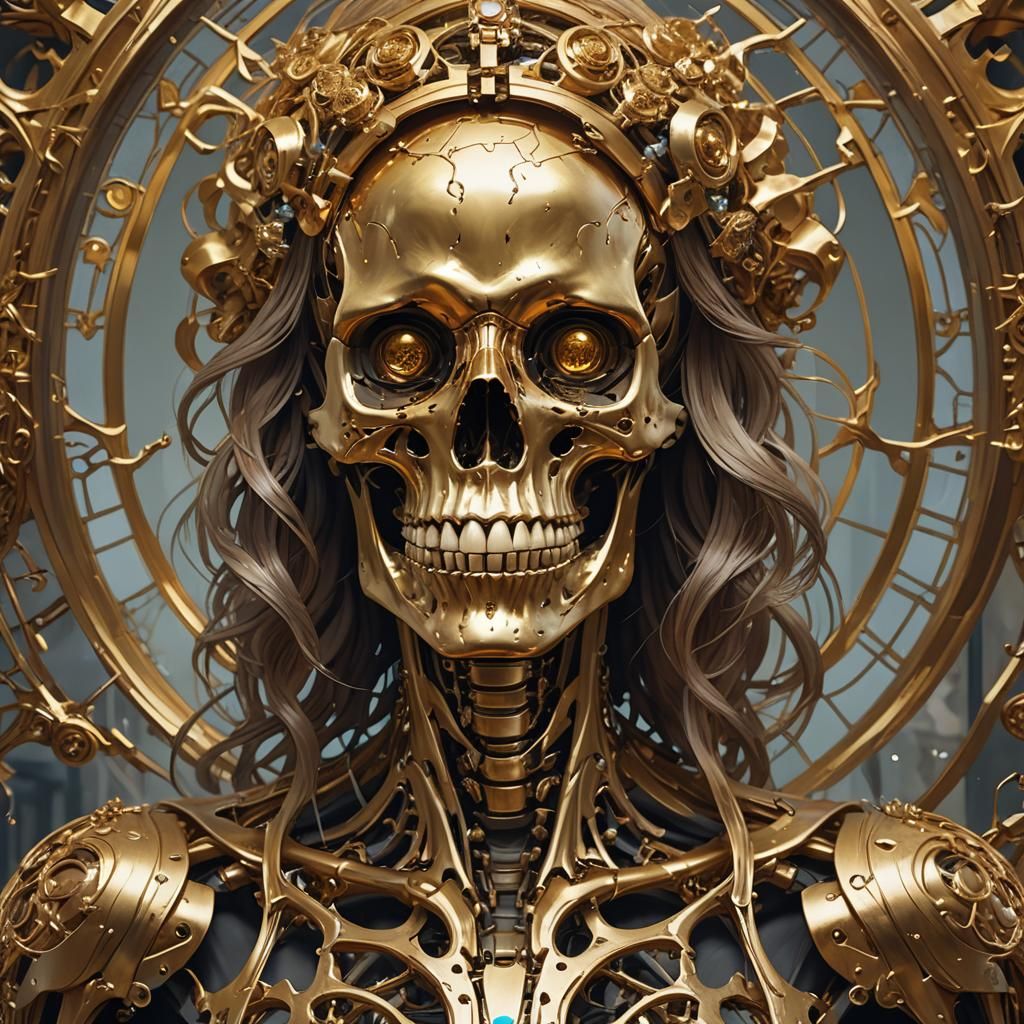 Hyperdetailed Golden Skeleton Portrait in Unreal Engine 5
