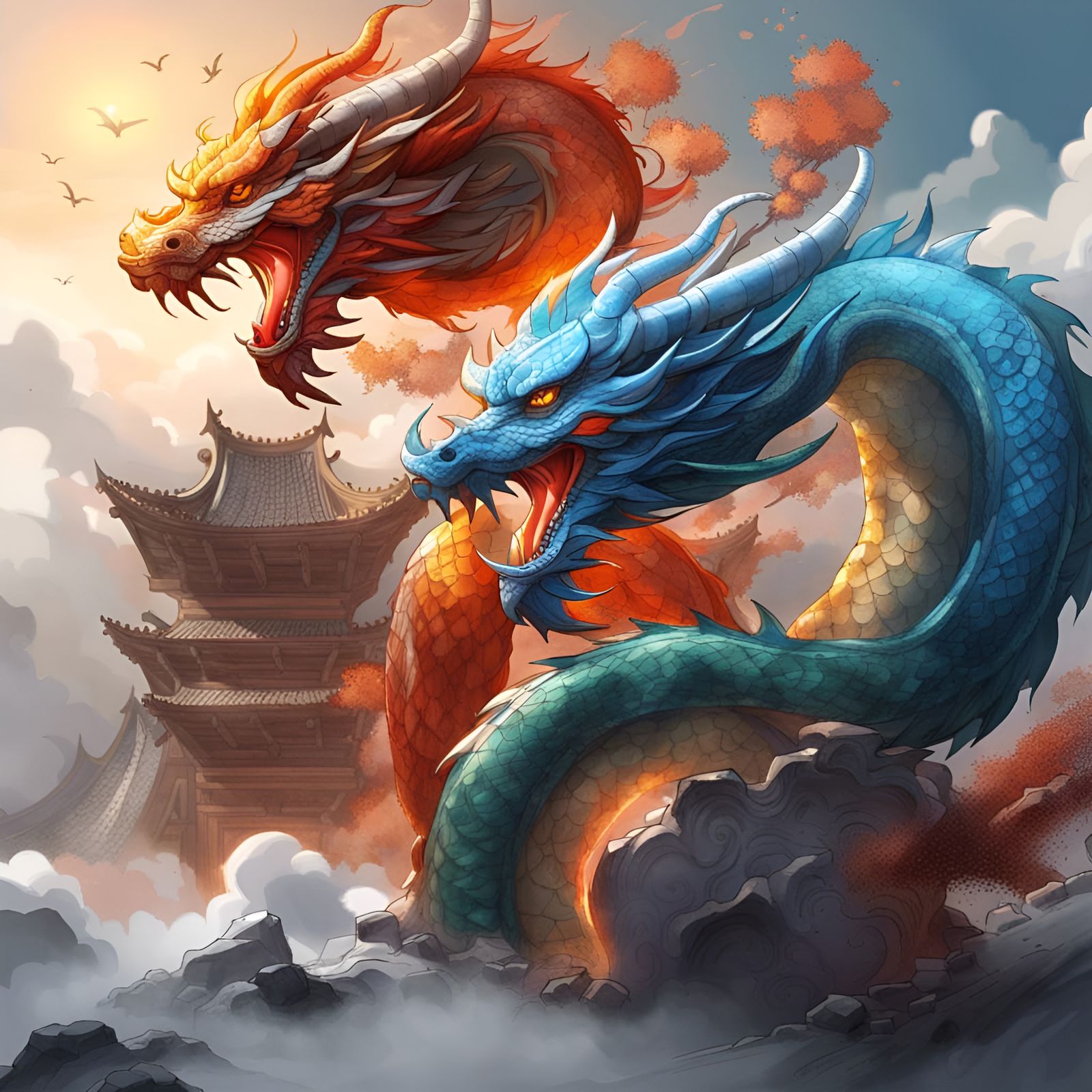 Elemental Dragons of the Four Seasons