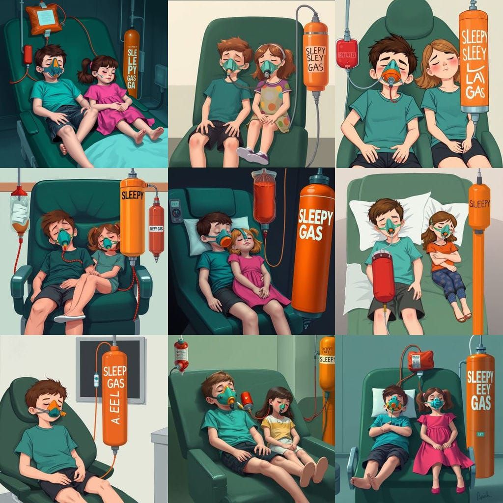 Children Under Sedation: A Stylized Digital Illustration