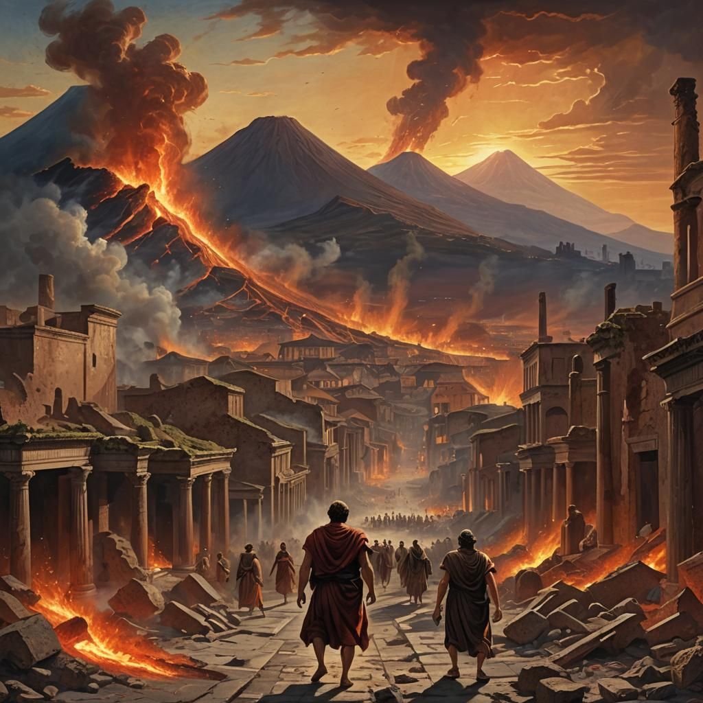 Pompeii Destruction: Volcanic Eruption Art