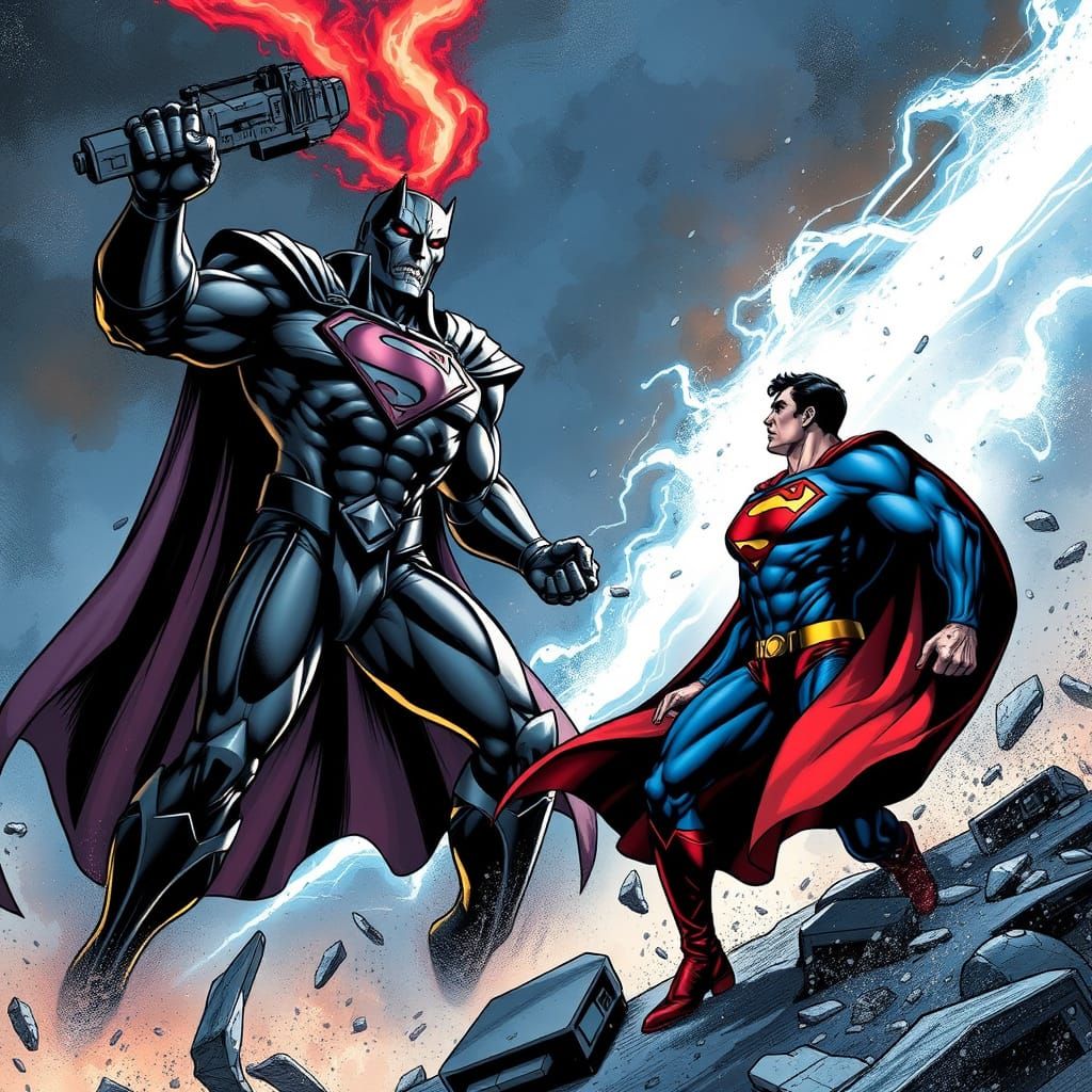 Superman Battles Darkseid in an Epic Clash of Strength