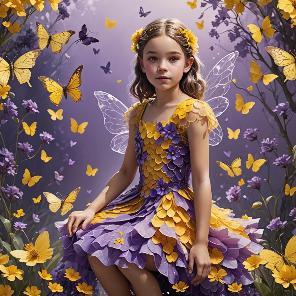 Fairy Girl in Floral Setting, as Digital Art
