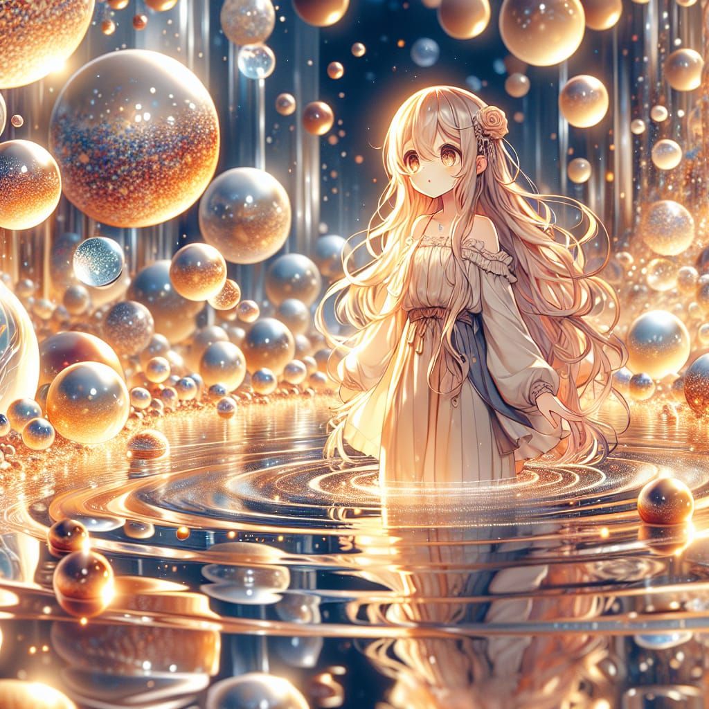 A stunning surface of a silver-gold liuqiud swimming matrix ...