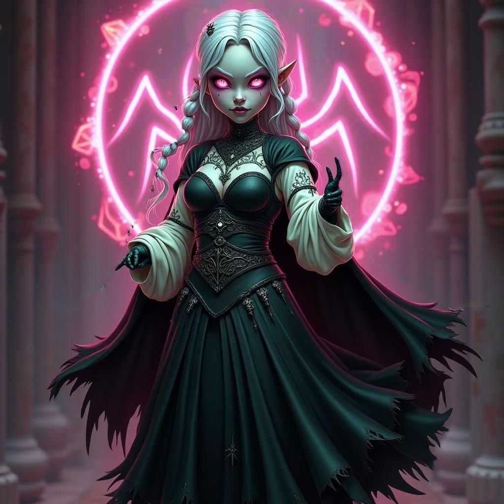 Drow Elf Cleric in Dark Fantasy Style