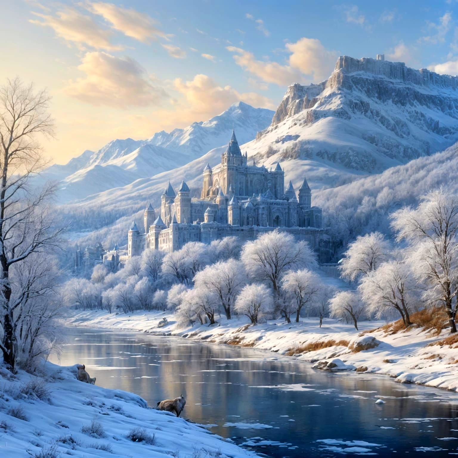 Winter Wonderland Ice Palace in Snowy Mountains