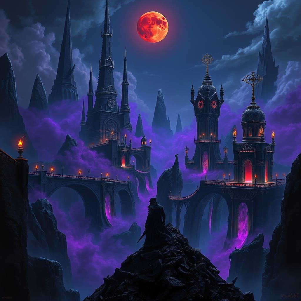 Mysterious Island Lair with Menacing Figure