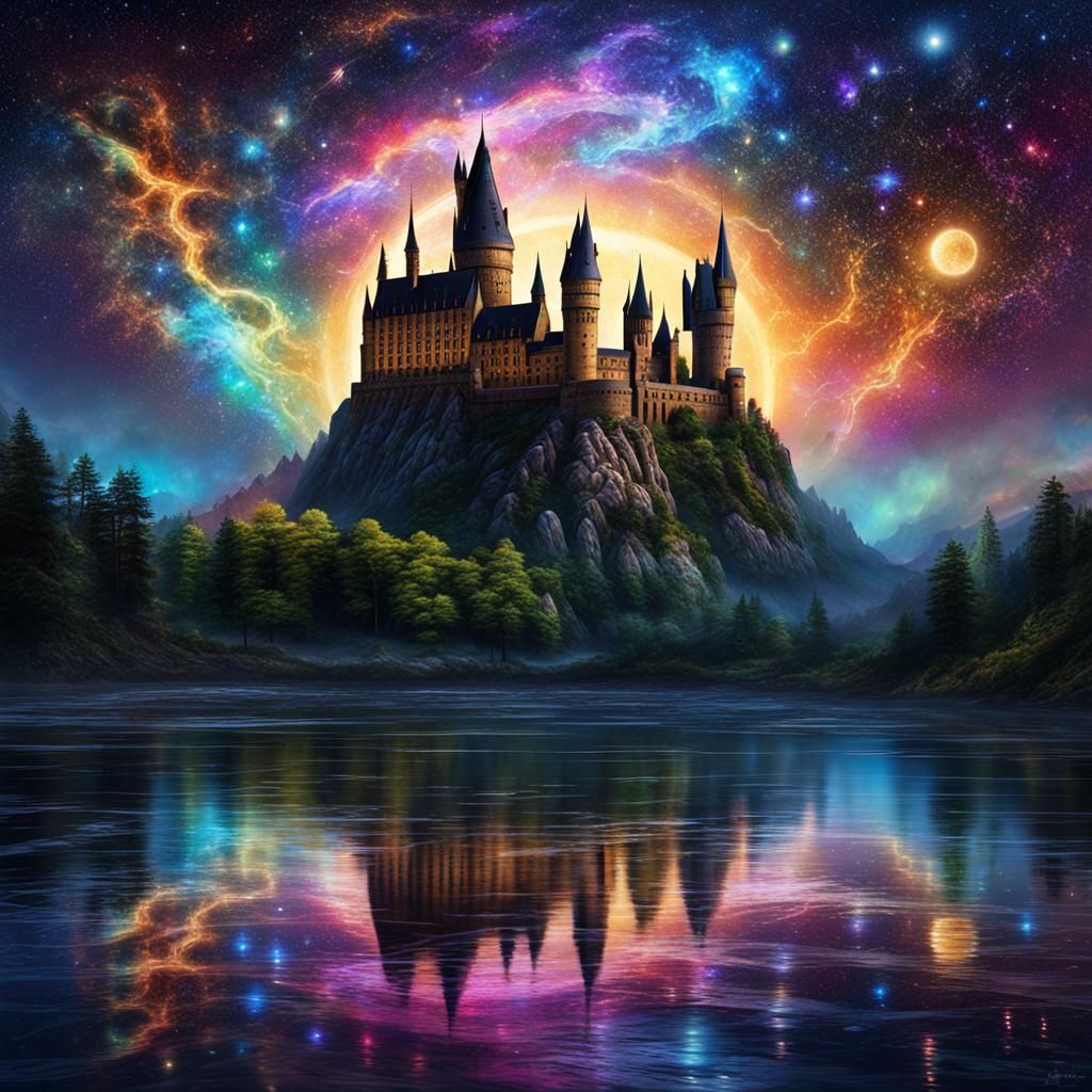 Hogwarts Castle: A Cosmic Pablo Amaringo Vision