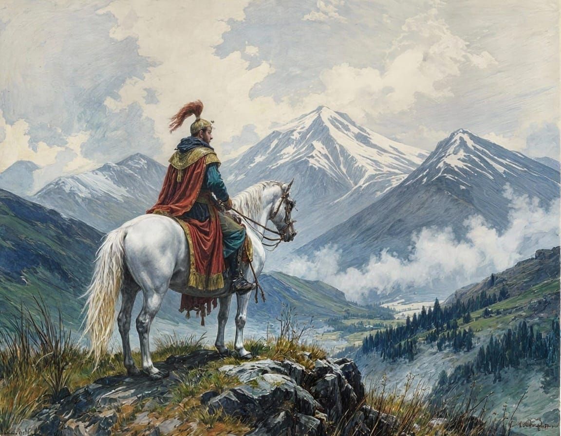 Welsh Warlord Owain Glyndwr Impressionist Painting