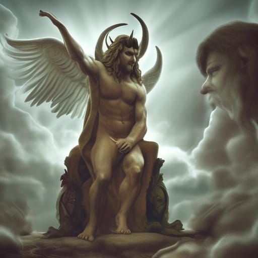 God and Satan Watch Heavenly Battle