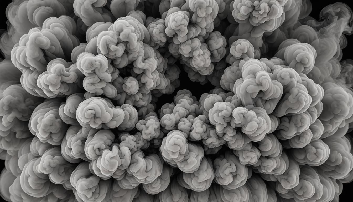 Grey Vape Smoke Cloud on Black Background