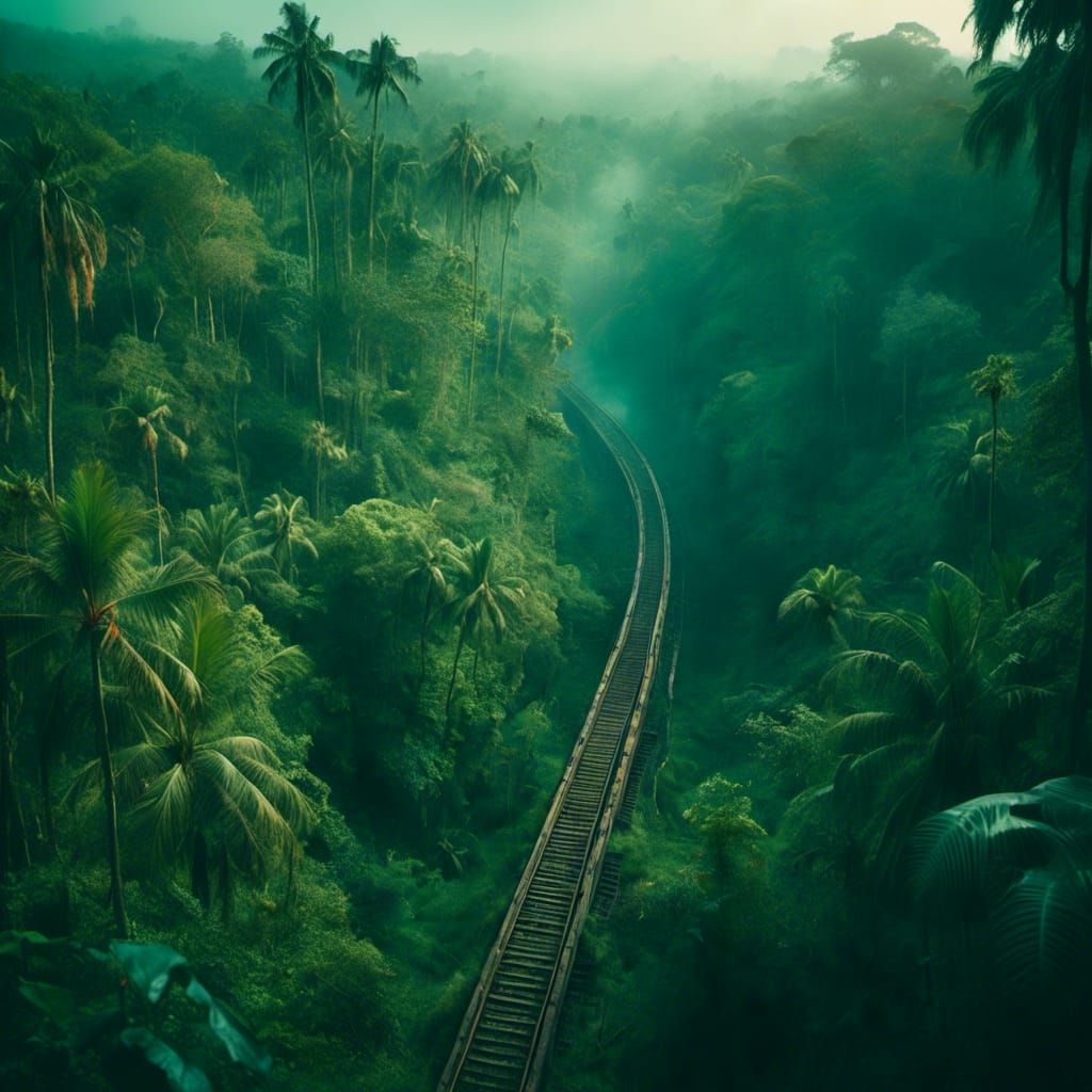 Jungle Train in Lush Rousseau-Inspired Scenery