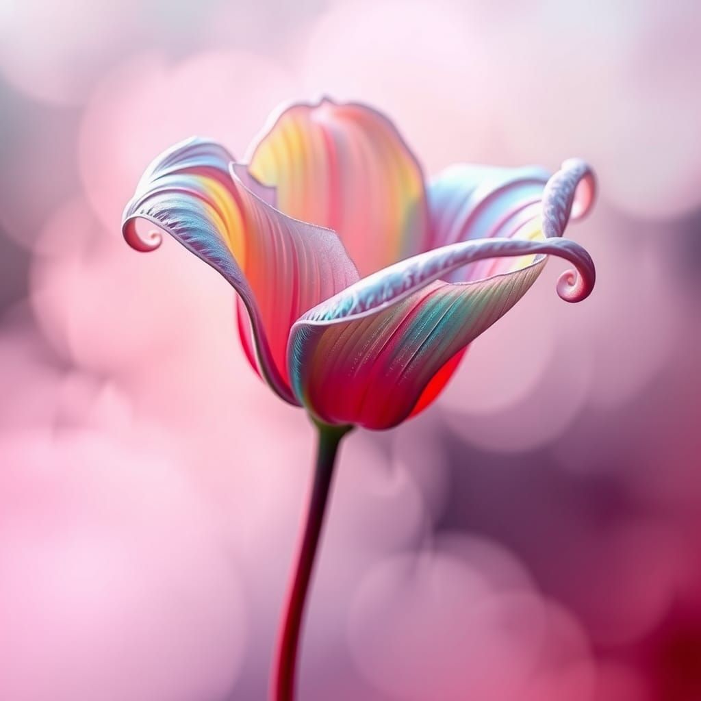 Iridescent Alien Bloom in a Futuristic Landscape