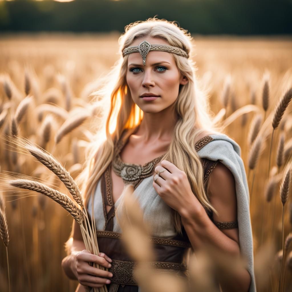 Viking Goddess Sif in Wheat Field, Photography