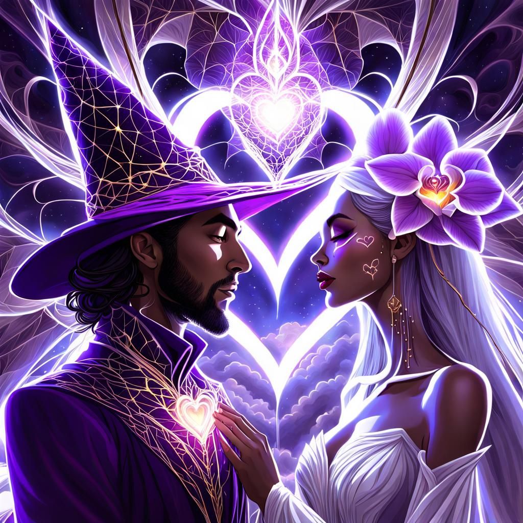 Magical Heart Spell Between Nymph and Wizard