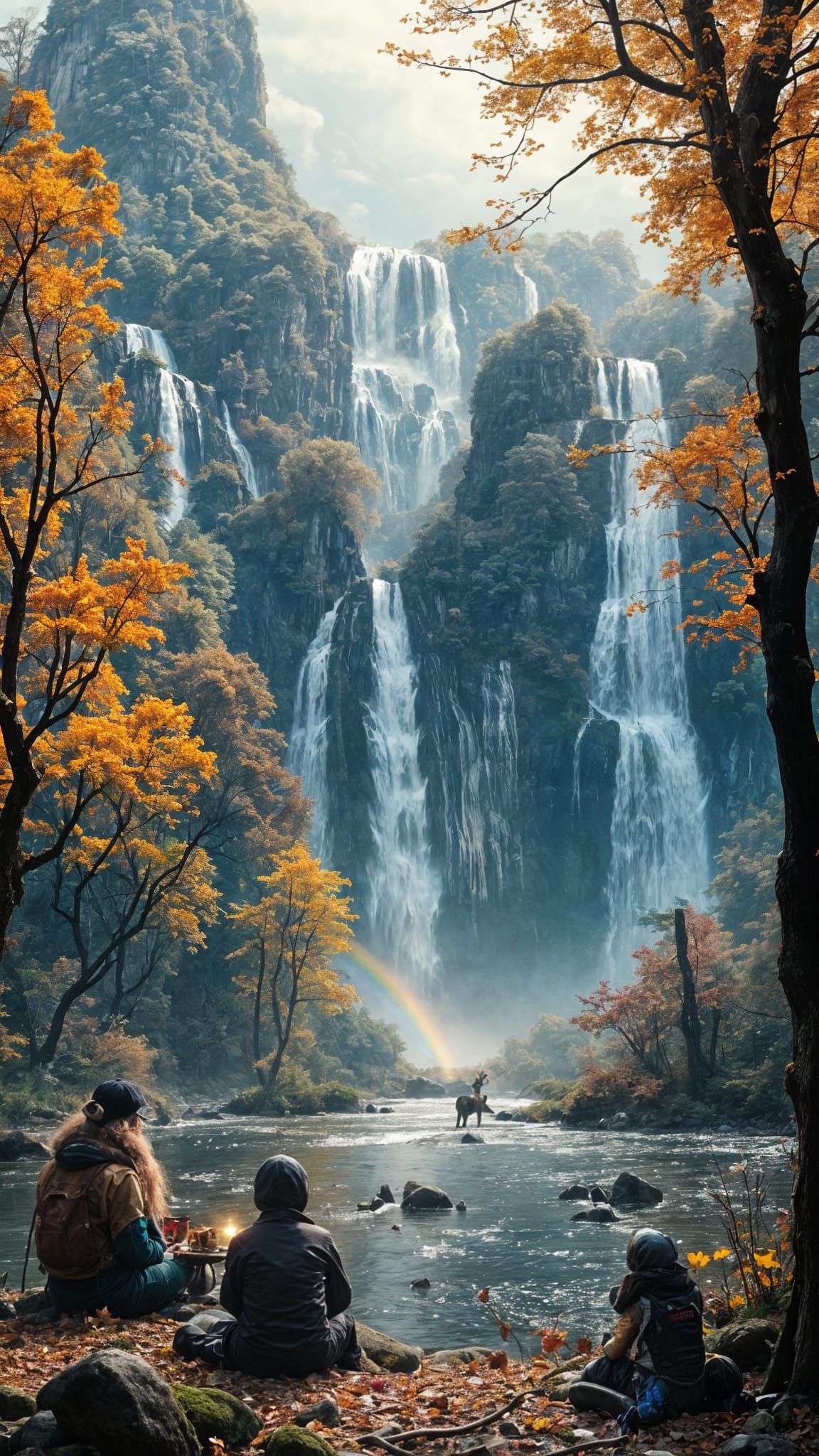 Hyperrealistic Autumnal Park Reclaimed by Evolved Nature